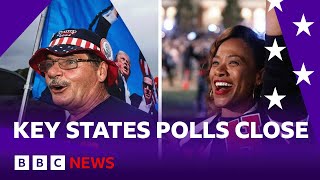 US election Polls close in battle states in Harris and Trump race for White House  BBC News [upl. by Assirac302]