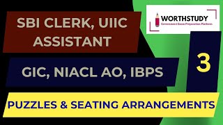 SBI Clerk  UIIC Assistant  GIC  NIACL AO  PUZZLES  Part  03  Reasoning  worthstudy [upl. by Dnomayd]