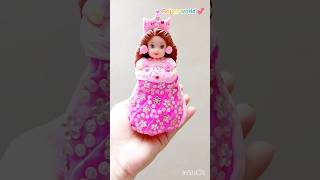 Diy clay pink Barbie doll dress making shortsvideoshorts [upl. by Ohara903]