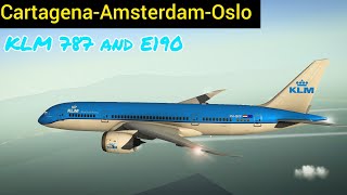 Home from Colombia  Cartagena SKCG to Oslo ENGM via Amsterdam EHAM  KLM B787 and E190 [upl. by Naynek]