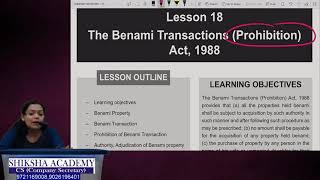 Ebcl Ch 18 The Benami Transactions Prohibition Act Lecture 1 [upl. by Leidba147]