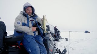 Ice Fishing Devils Lake Eater Size Walleye  In Depth Outdoors TV S17 E12 [upl. by Noled604]