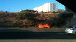 MercedesBenz C class on fire and exploding A5  Portugal [upl. by Lehpar]