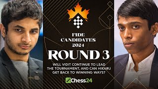 FIDE Candidates 2024 Rd 3  Vidit v Pragg amp Gukesh v Ian Will Hikaru Get Back To Winning Ways [upl. by Hgielak]