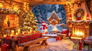 Beautiful Snowy Cabin Christmas Ambience ☃️Relaxing Instrumental Christmas Music 🎁Christmas Ambience [upl. by Vonni]