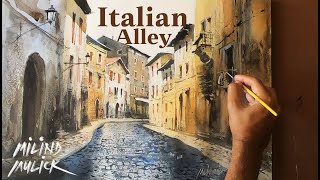 Italy Road  Demo by Milind Mulick  Watercolor Painting  Watercolor Drawing [upl. by Maroj979]