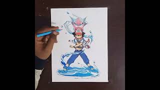 🔥How to draw easy Ash and Greninja  Doms pencil colours drawing 🔥 [upl. by Amuh620]