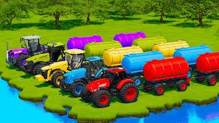 LAMBORGHINI vs DEUTZ FAHR vs CLAAS vs CASE TRACTORS BATTLE WITH FUEL TANKS  Farming Simulator 22 [upl. by Lizzy]