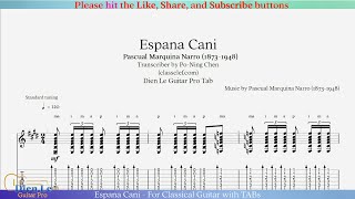 Espana Cani  For Classical Guitar with TABs [upl. by Beisel207]