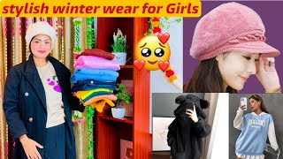 Meesho best🌸Stylish winter Wear collection For Girls🎀hoodiesweater jacket and denim skirt meesho [upl. by Llerral]