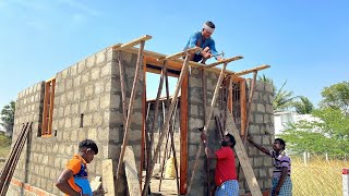 Lintel TechniquesHollowblock House Reinforcement Formwork and Concrete Lintel Construction [upl. by Fonz]