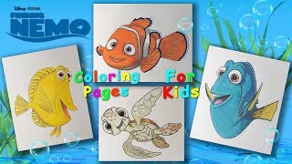 Finding NEMO cartoon characters ColoringPages forKids LearnColors and Draw with NEMO [upl. by Yelad]