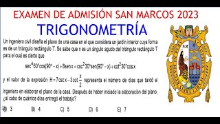 SOLUCIONARIO DEL EXAMEN DE ADMISIÓN SAN MARCOS 2023  TRIGONOMETRÍA [upl. by Nnylacissej693]