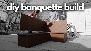 DIY Built In Banquette Build  budget friendly bench  DIY Extreme Living Room Makeover [upl. by Tuneberg]