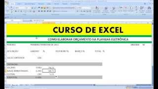 Curso de EXCEL Como criar orçamento na planilha Excel Montando orçamento [upl. by Elorak]