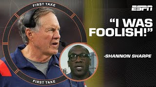 I WAS FOOLISH 😲  Shannon Sharpe admits he was wrong on the BelichickBrady debate  First Take [upl. by Anabelle]