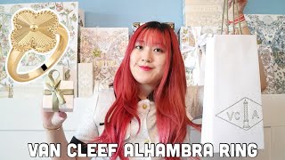 Van Cleef amp Arpels Unboxing  Van Cleef Alhambra Guilloche Ring Yellow Gold amp VCA Candle [upl. by Yasnil]