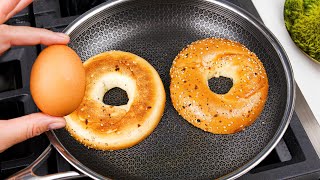 Only 3 Ingredients The Best 5 Minute Breakfast Recipe Easy and Delicious Eggs and Bagel Recipe [upl. by Sorcim]