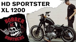 HARLEY DAVIDSON SPORTSTER XL 1200 BOBBER  CUSTOM EXHAUST  BOBBERBROTHERS  CUSTOM BUILT MOTORCYCLE [upl. by Llekcm]