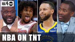 The crew reacts to Rockets vs Warriors  Western Conference PlayIn 🍿  NBA on TNT [upl. by Sug643]