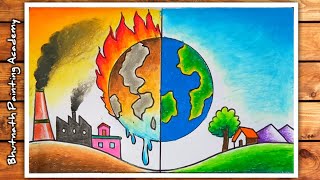 global warming drawing easy step by step [upl. by Jackie]