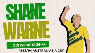 Shane Warne ODI Cricket Wickets 3644 199394 AustralAsia Cup [upl. by Giustina921]