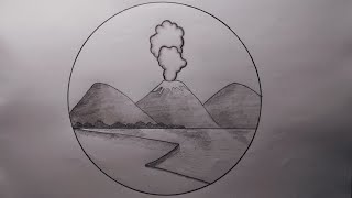 How to draw illustration of volcanic drawing natural disaster volcano [upl. by Evans]