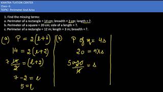 1 Find the missing terms a Perimeter of a rectangle  14 cm breadth  2 cm length [upl. by Erina]