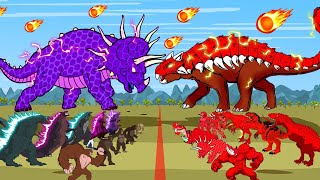 TARBOSAURUS VS ANKYLOSAURUS TRICERATOPS TREX Godzilla Prehistoric Planet of Jurassic World [upl. by Clauddetta]