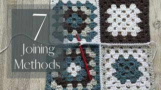 7 Methods For Joining Granny Squares Tutorial Attaching More Granny Squares Crossing over Joins [upl. by Yrellih]