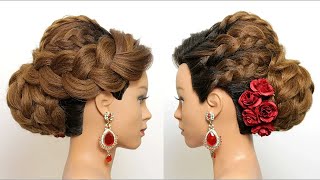 Bridal Hairstyle For Long Hair Tutorial Easy Braided Bun Updo [upl. by Octavius]