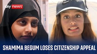 Shamima Begum loses UK citizenship appeal  but lawyers say they will not stop fighting [upl. by Jemy]