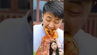 Mukbang  Pig head  Spicy Pork Head  funny mukbang  funny video  Fatsongsong and thinermao [upl. by Cavanaugh202]