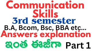 communication Skills important answers explanation in Telugu degree 3rd semester part 1 [upl. by Yarezed]