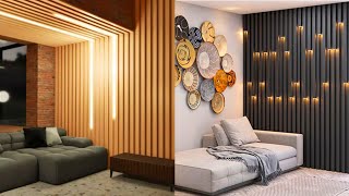 PVC Wall Panel Design  Living Room Wooden Wall Panels Bedroom Background Wall Panel Installation [upl. by Ahsikan]