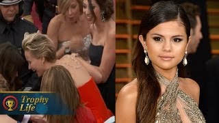 Jennifer Lawrence Trips At Oscars  VIDEO Justin Bieber Flirts with Selena Gomez DHR [upl. by Hiroshi167]