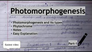 PhotomorphogenesisPhytochromeChromoproteinTypesNotesEasy explanation [upl. by Nirat]