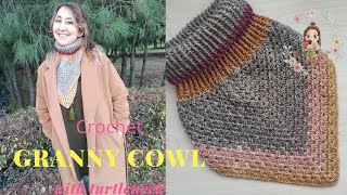 Crochet Granny Cowl with Turtleneck Crochet Simple Neckwarmer [upl. by Ute]