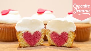 How to Bake a Heart Inside a Cupcake  Cupcake Jemma [upl. by Monjo]