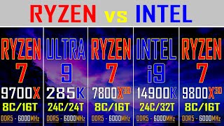 RYZEN 7 9700X vs ULTRA 9 285K vs RYZEN 7 7800X3D vs INTEL i9 14900K vs RYZEN 7 9800X3D [upl. by Micco]