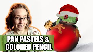 Christmas Frog Colored Pencil amp Pan Pastels amp GIVEAWAY  LIVE [upl. by Selrhc]