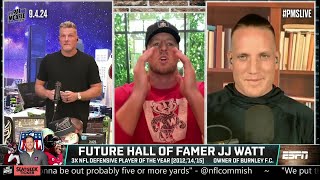 JJ Watt goes BALLISTIC on his dogs for barking at the mailman 🗣️ 😂  The Pat McAfee Show [upl. by Saidee]