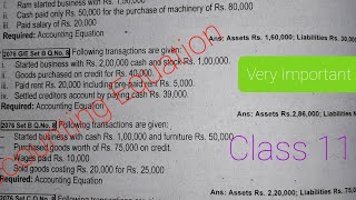 Class 11  Exam focused  Accounting equation detail solutions [upl. by Ainitsirc]