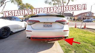 Installing The HPD Rear Diffuser On The 2022 Honda Civic SI  11th Gen Civic Part Two [upl. by Maillliw]