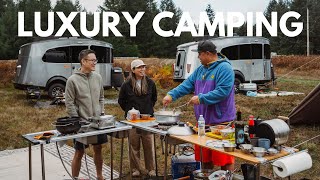 Airstream x Snow Peak luxury camping amp cooking Korean food for friends and family [upl. by Roxine748]