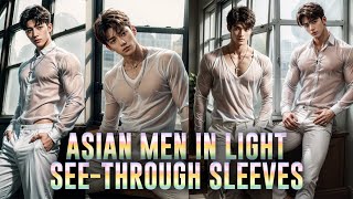 ASIAN MEN IN LIGHT SEETHROUGH SLEEVES AI Art Lookbook aiart ailookbook aimodel [upl. by Esinej279]