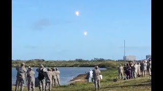 Crazy crowd reactions to twin Falcon Heavy booster landing [upl. by Rama989]