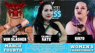 Calamity Kate vs Riea Von Slasher vs Kikyo  20230304  All Star Wrestling [upl. by Analli268]