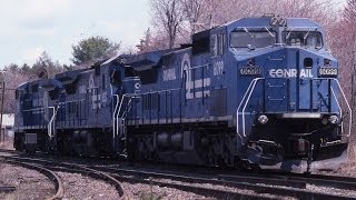 8 Guilford trains with Conrail GEs on Boston amp MaineSpringfield Terminal 1991 [upl. by Cirdes]