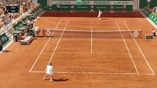 TopSpin 2K25 Agassi Federer incredible rally leading to unforced error the crowd is loving it [upl. by Irrak]